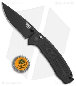 SOG Banner Spring Assisted Knife Black Aluminum (3.5" Black) BA1001 -Sog Shop SOG Banner black aluminum black BA1001 BHQ 52223 er size