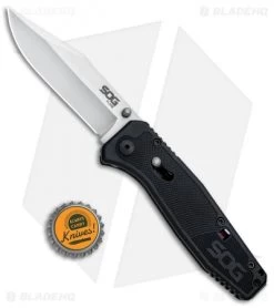 SOG Flare Clip Point Assisted Opening Knife (3.5" Satin) FLA1001-CP -Sog Shop SOG Flare CP Assisted Satin FLA1001 CP BHQ 80610 jr bottlecap