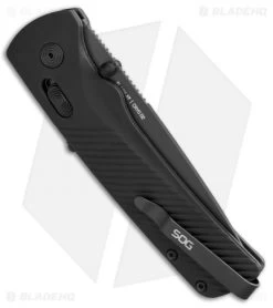 SOG Flash AT-XR Lock Knife Blackout GRN (3.45" Black Serr) -Sog Shop SOG Flash AT XR Lock Blackout GRN Black Serr BHQ 105716 jr side