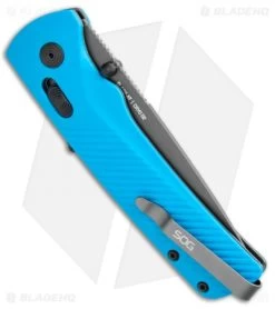SOG Flash AT-XR Lock Knife Civic Cyan GRN (3.45" Dark Gray Serr) -Sog Shop SOG Flash AT XR Lock Civic Cyan GRN Gray Serr BHQ 105721 jr side