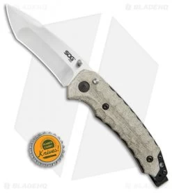 SOG Kiku Spring Assisted Knife Linen Micarta (3.5" Satin) KU-3001 9 SOG Kiku Spring Assisted Knife Linen Micarta (3.5" Satin) KU-3001 -Sog Shop SOG Kiku assisted linen micarta satin KU 3001 BHQ 52243 er bottlecap