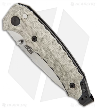 SOG Kiku Spring Assisted Knife Linen Micarta (3.5" Satin) KU-3001 4 SOG Kiku Spring Assisted Knife Linen Micarta (3.5" Satin) KU-3001 - Image 2
