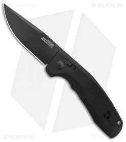 Sog Shop 16 SOG Knives SOG-TAC AU Drop Point Automatic Knife Black Aluminum (3.4" Black)