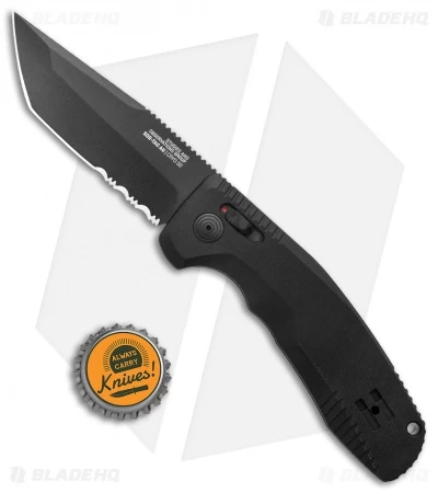 SOG Knives SOG-TAC AU Tanto Automatic Knife Black Aluminum (3.4" Black Serr) 6 SOG Knives SOG-TAC AU Tanto Automatic Knife Black Aluminum (3.4" Black Serr) - Image 4