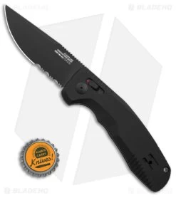 SOG Knives SOG-TAC AU Automatic Knife Black Aluminum (3.4" Black Serr) -Sog Shop SOG Knives TAC AU Automatic Knife Black 3in Black Serr BHQ 119259 td size