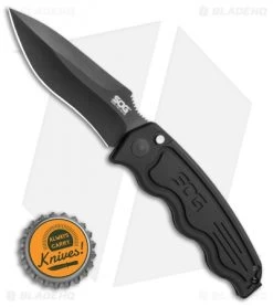 SOG-TAC Automatic Knife Drop Point (3.5" Black) ST-06 -Sog Shop SOG TAC Automatic Knife Drop Point 3.5 Black ST 06 BHQ 6208 LS Bottlecap