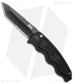 Sog Shop 12 SOG-TAC Tanto Automatic Knife Black Aluminum (3.5" Black Serr) ST-04