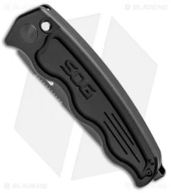 Sog Shop -Sog Shop SOG TAC Tanto Auto Black Aluminum Black Serr ST 04 BHQ 2598 jr spine