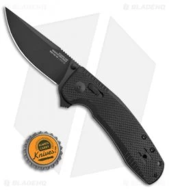 SOG-TAC XR Lock Knife Blackout Black G-10 (3.4" Black) -Sog Shop SOG TAC XR Lock Knife Blackout Black G 10 Black BHQ 105727 LS Bottlecap