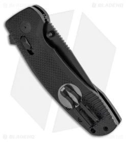 SOG-TAC XR Lock Knife Blackout Black G-10 (3.4" Black Serrated) -Sog Shop SOG TAC XR Lock Knife Blackout Black G 10 Black Serrated BHQ 107729 LS Side