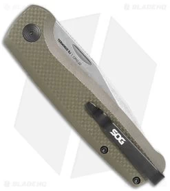 SOG Terminus Slip Joint Knife OD Green G-10 (2.9" Stonewash CRYO D2) -Sog Shop SOG Terminus SJ OD Green G 10 SW BHQ 142685 jr side