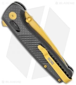 SOG Terminus XR LTE Knife Carbon Fiber (3" Gold) TM1033-BX -Sog Shop SOG Terminus XR LTE Lock CF Gold TM1033 BX BHQ 116852 jr side