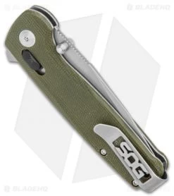 SOG Exclusive Terminus XR Lock Knife Green Micarta (3" Stonewash) -Sog Shop SOG Terminus XR Lock Green Micarta SW TM1036 BX BHQ 119364 jr side