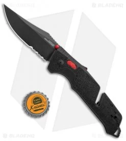 SOG Trident AT-XR Lock Knife Black/Red Clip Point (3.7" Black Serr) -Sog Shop SOG Trident AT XR Lock Black Red CP Black Serr BHQ 105693 jr bottlecap