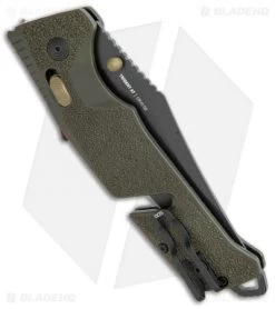 SOG Trident AT-XR Lock Knife OD Green Clip Point (3.7" Black) -Sog Shop SOG Trident AT XR Lock OD Green CP Black BHQ 105698 jr side