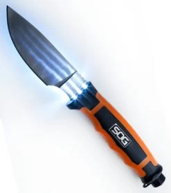 SOG Bladelight Hunt Fixed Blade Knife Orange (3.8" Satin) BLT20L -Sog Shop sog bladelight hunt blt20l cp whitelight