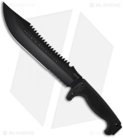 SOG Jungle Primitive Fixed Blade Machete Knife W/ Sheath (Black SER) F03T