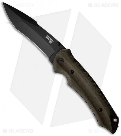 SOG Kiku Folder Large Folding Knife (4.6" Black Plain) KU-1012 3 SOG Kiku Folder Large Folding Knife (4.6" Black Plain) KU-1012