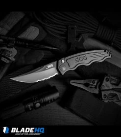 SOG Knives Mini SOG TAC Automatic Knife (Black Serr) ST-12 -Sog Shop sog mini sog tac blk serr ST 12 BHQ 3163 dl